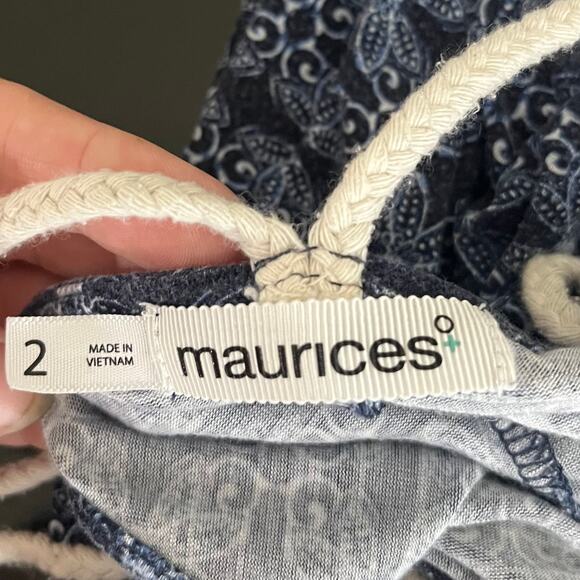 Maurices Women's Tank 2/XL Blue Bohemian Coastal Flowy Floral Crochet Cottage - Picture 6 of 8